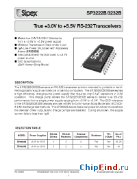 Datasheet SP3232BET manufacturer Sipex