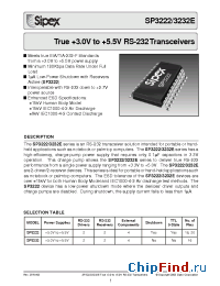Datasheet SP3232C manufacturer Sipex
