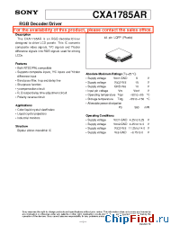 Datasheet CXA1785AR manufacturer SONY