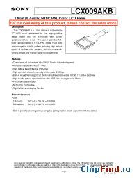 Datasheet LCX009AKB manufacturer SONY