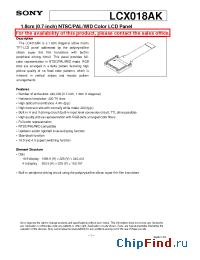 Datasheet LCX018 manufacturer SONY