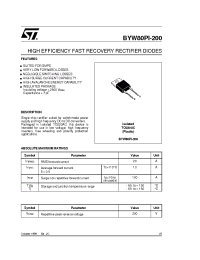 Datasheet BYW80PI manufacturer STMicroelectronics