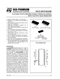 Datasheet HCF4034BEY manufacturer STMicroelectronics
