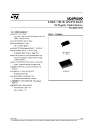 Datasheet M29F080D55N1T manufacturer STMicroelectronics