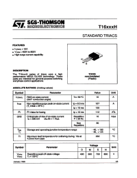 Datasheet T1612MH manufacturer STMicroelectronics