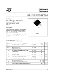 Datasheet T835-600 manufacturer STMicroelectronics