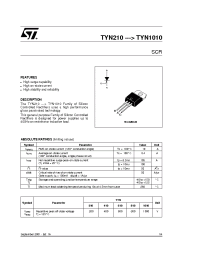 Datasheet TYN0510--1010 manufacturer STMicroelectronics