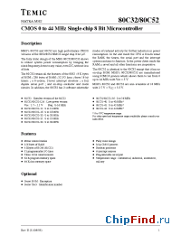 Datasheet 80C52-25D manufacturer TEMIC