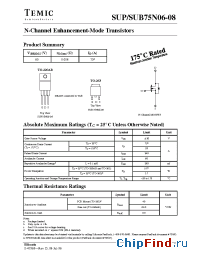 Datasheet SUB75N06-08 manufacturer TEMIC