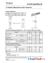 Datasheet SUP65P06-20 manufacturer TEMIC