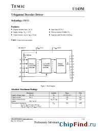 Datasheet U143M manufacturer TEMIC