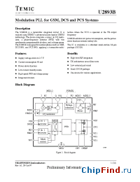 Datasheet U2893B manufacturer TEMIC