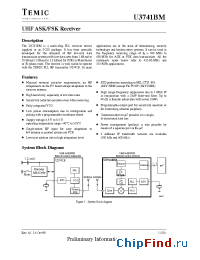 Datasheet U3741BM-M2FLG3 manufacturer TEMIC