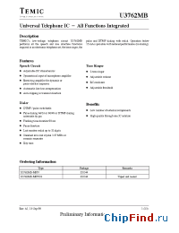 Datasheet U3762MB-MFNG3 manufacturer TEMIC