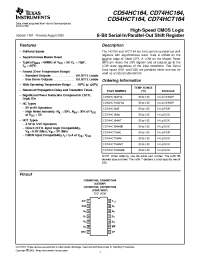 Datasheet CD54HC164F manufacturer TI