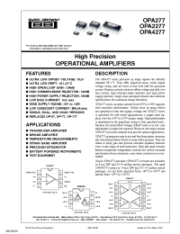 Datasheet OPA2277U/2K5 manufacturer TI
