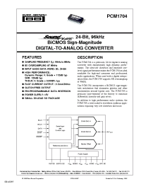 Datasheet PCM1704U-K/2K manufacturer TI