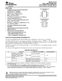 Datasheet SN74LVC2G132YEPR manufacturer TI
