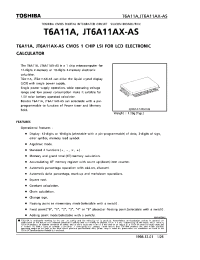 Datasheet T6A11A manufacturer Toshiba
