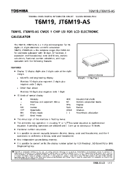 Datasheet T6M19 manufacturer Toshiba