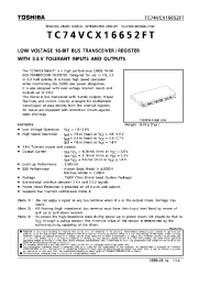 Datasheet TC74VCX16652FT manufacturer Toshiba