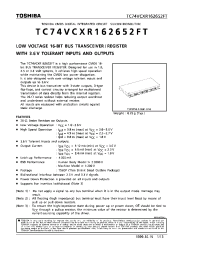 Datasheet TC74VCXR162652FT manufacturer Toshiba