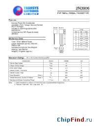 Datasheet 2N3906 manufacturer Transys 
