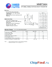 Datasheet MMBT3904 manufacturer Transys 