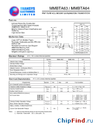 Datasheet MMBTA63 manufacturer Transys 