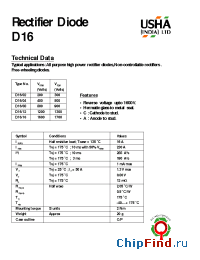 Datasheet D16/04 manufacturer USHA