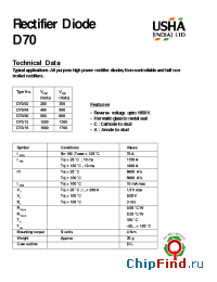 Datasheet DA70 manufacturer USHA