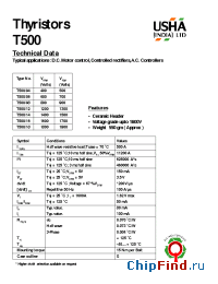 Datasheet T500/08 manufacturer USHA