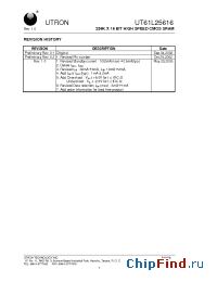 Datasheet UT61L25616-10 manufacturer Utron