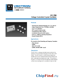 Datasheet VC-700 manufacturer Vectron