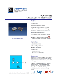 Datasheet VCC1-A0A-125M00 manufacturer Vectron