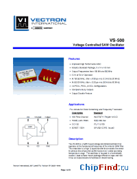 Datasheet VS-500-LEF-GNN311.0400 manufacturer Vectron