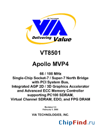 Datasheet VIAVT8501APOLLOMVP4 manufacturer VIA