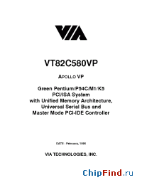 Datasheet VT82C580VP manufacturer VIA