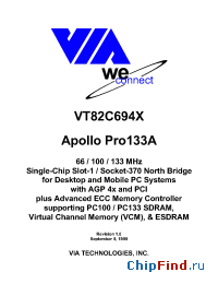 Datasheet VT82C694X manufacturer VIA