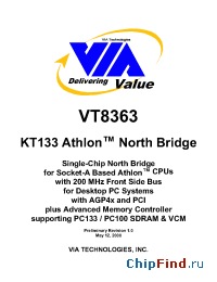 Datasheet VT8363KT133AMDATHLONNORTHBRIDG manufacturer VIA