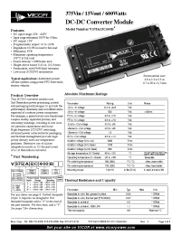 Datasheet V375C15C600B manufacturer Vicor
