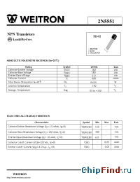 Datasheet 2N5551 manufacturer Weitron