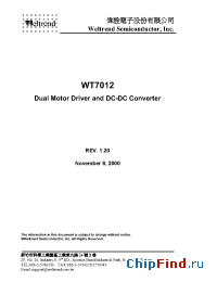 Datasheet WT7012 manufacturer Weltrend