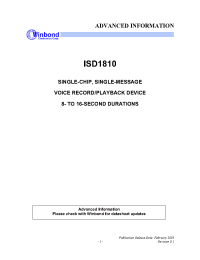 Datasheet ISD1810 manufacturer Winbond