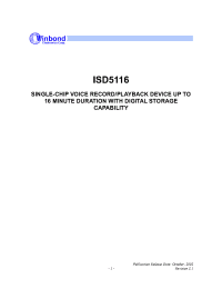 Datasheet ISD5116 manufacturer Winbond