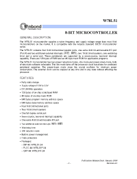 Datasheet W78L51/P/F manufacturer Winbond