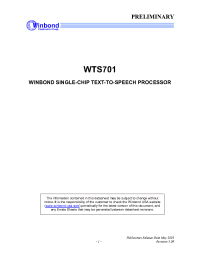 Datasheet WTS701 manufacturer Winbond