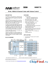 Datasheet WM8770SIFT manufacturer Wolfson