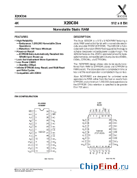 Datasheet X20C04-15 manufacturer Xicor