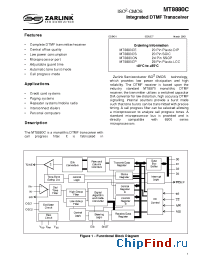 Datasheet MT8880CSR manufacturer Zarlink